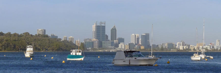 Perth city and Kings park from Matilda Bay