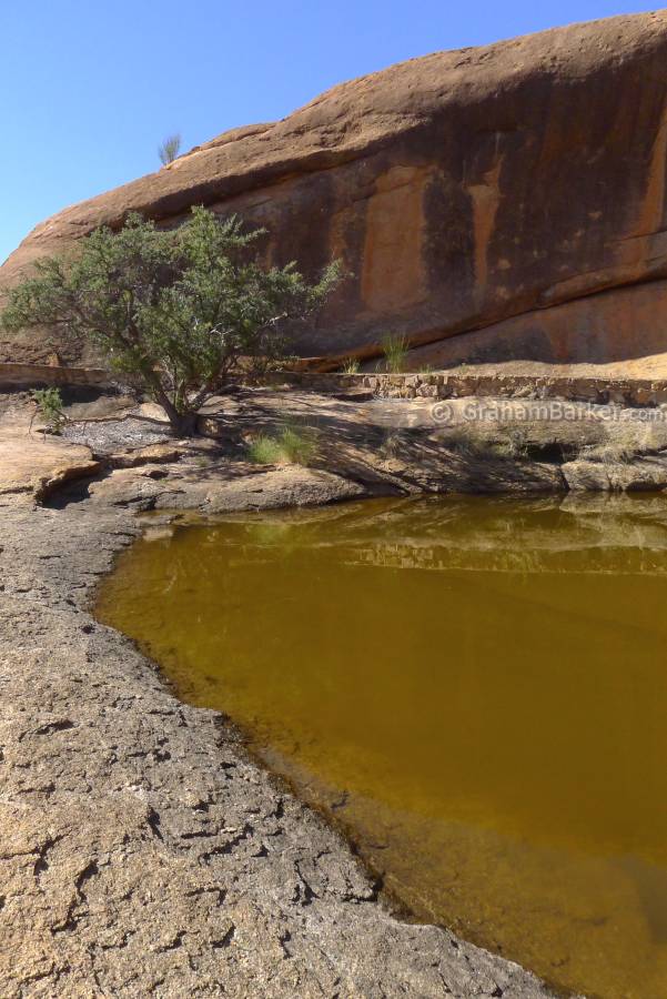 Precious water in dry country, Beringbooding Rock, Western Australia