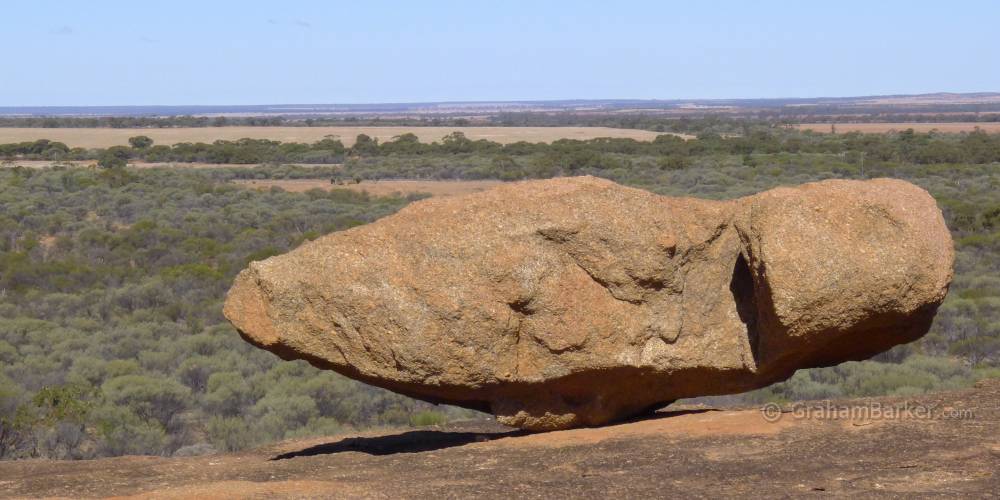 Another boulder balanced on Beringbooding Rock, Western Australia