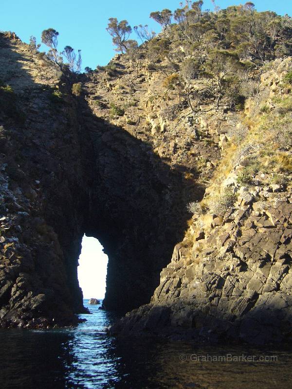 A sea cave open at both ends, Bruny Island, Tasmania