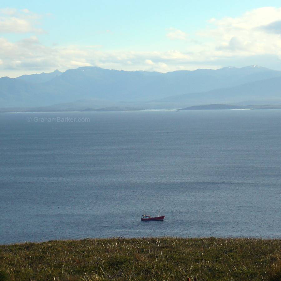 The coast of mainland Tasmania from near the Cape Bruny lighthouse