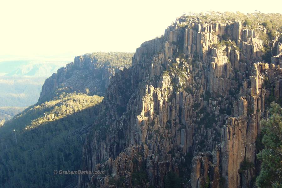 Dolerite cliffs at Devil's Gullet, Tasmania