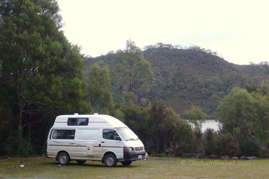 A front site at Edgar Campground, Lake Pedder