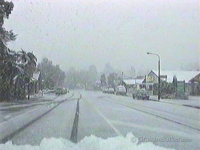 Snowy main street, Franz Josef, New Zealand