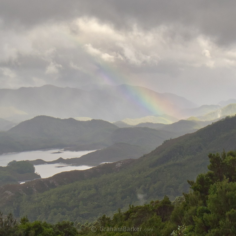 Rainbow from Mt Jukes lookout, Tasmania