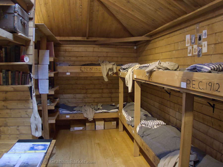 Some of the men’s bunk beds. Mawson's Huts replica museum, Hobart, Tasmania