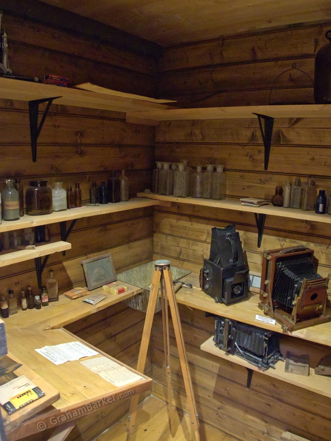 The tiny darkroom used by Frank Hurley. Mawson's Huts replica museum, Hobart, Tasmania