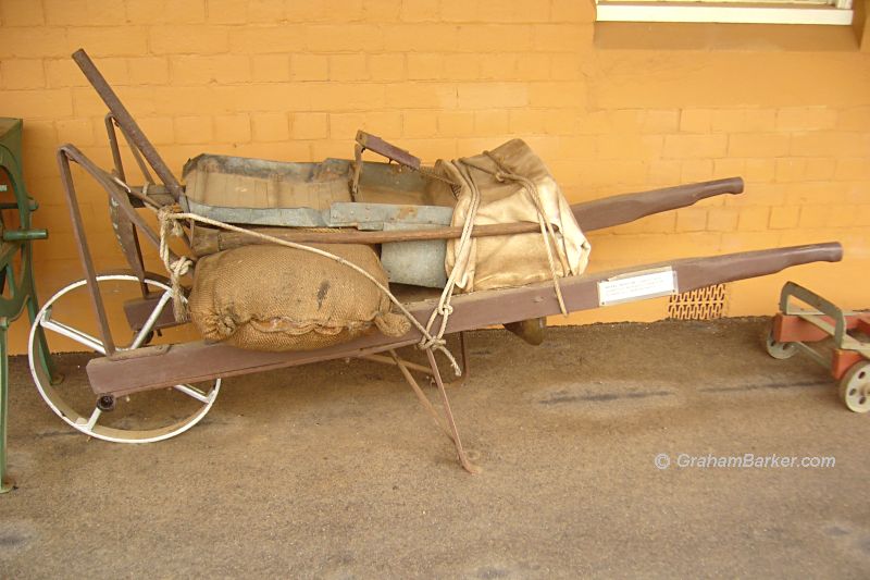 Prospectors wheelbarrow at Merredin Railway Station Museum, Western Australia