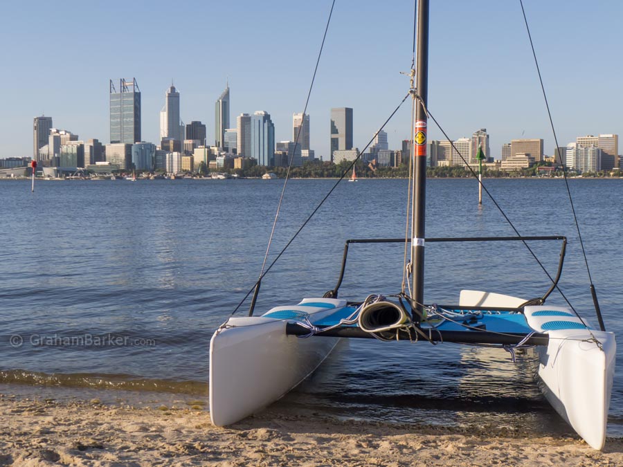 Catamarans for hire at end of Coode St, South Perth