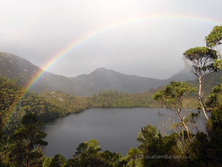 Rainbow over Lake Lilla, Tasmania