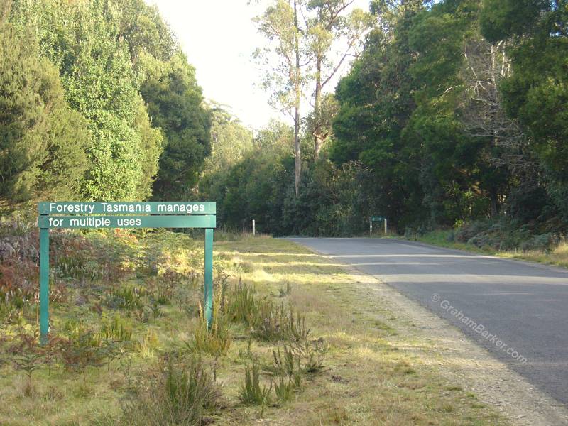 Tasmanian forestry sign: Forestry Tasmania manages for multiple uses