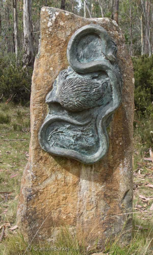 Steppes sculptures, Tasmania - snake and echidna