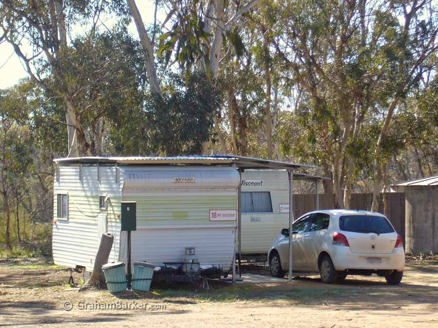 Two of the onsite caravans. Stirling Range Retreat, Western Australia