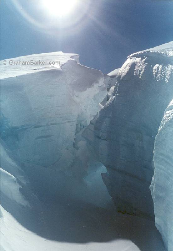 A small crevasse in the Tasman Glacier, New Zealand