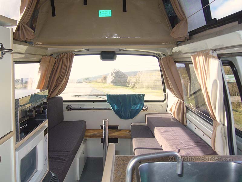Inside campervan