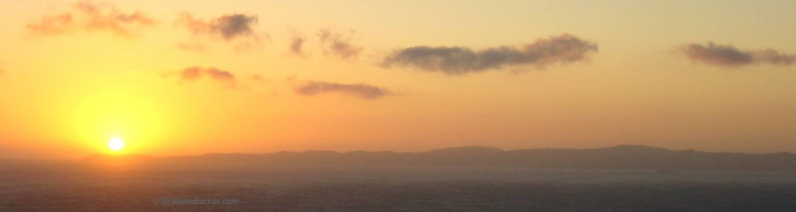Sun setting over Torbay Head and the West Cape Howe National Park from the Albany Wind Farm, Western Australia
