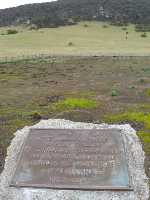 The plaque commemmorating the Aboriginal people who didn't get proper graves. Wybalenna, Flinders Island, Tasmania