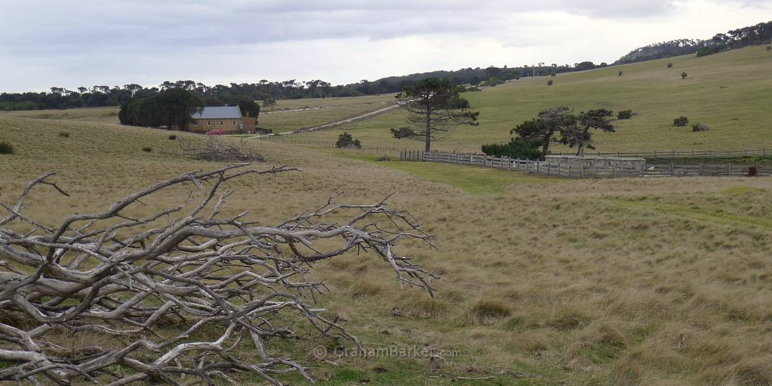 The valley where the Wybalenna settlement once stood, Flinders Island, Tasmania