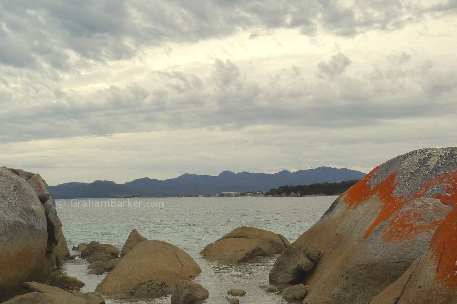 Even the rocks can colour a grey day. Yellow Beach, near Lady Barron, Flinders Island.